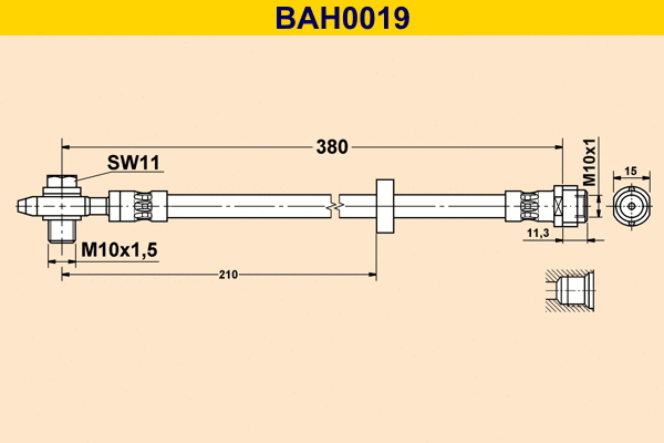 BAH0019 BARUM Тормозной шланг (фото 1)