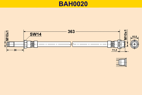 BAH0020 BARUM Тормозной шланг (фото 1)