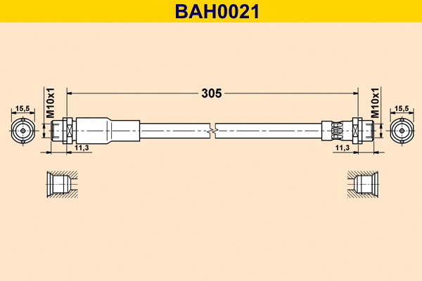 BAH0021 BARUM Тормозной шланг (фото 1)