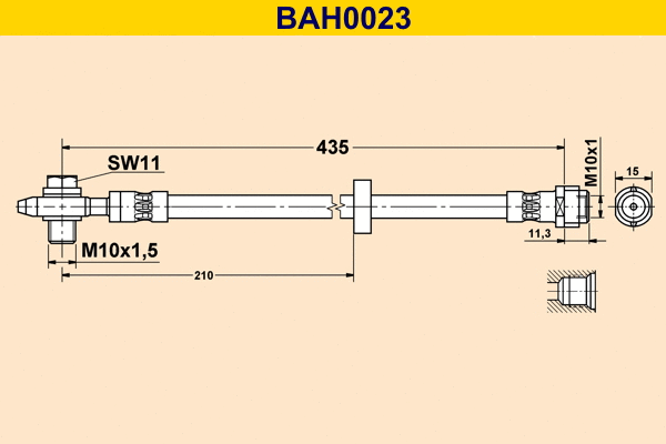 BAH0023 BARUM Тормозной шланг (фото 1)