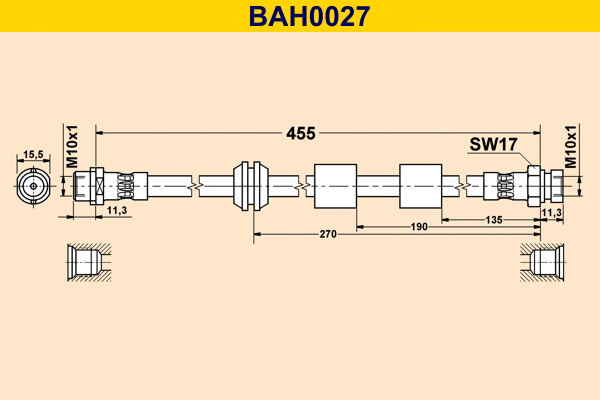BAH0027 BARUM Тормозной шланг (фото 1)