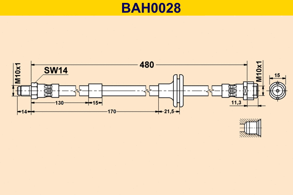 BAH0028 BARUM Тормозной шланг (фото 1)