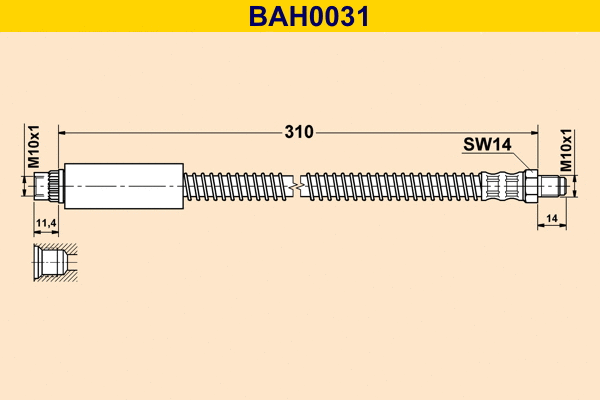 BAH0031 BARUM Тормозной шланг (фото 1)
