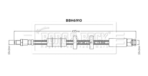 BBH6910 BORG & BECK Тормозной шланг (фото 1)