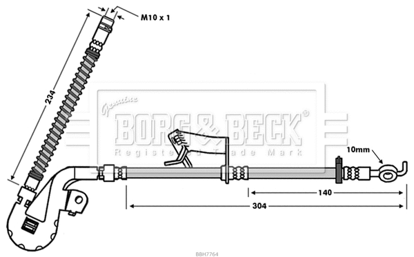 BBH7764 BORG & BECK Тормозной шланг (фото 1)