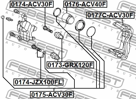 0177C-ACV30F FEBEST Комплект поддержки корпуса скобы тормоза (фото 2)