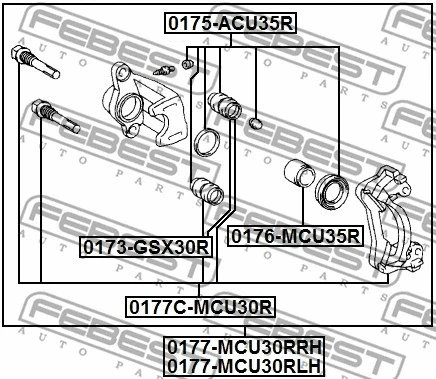 0177C-MCU30R FEBEST Комплект поддержки корпуса скобы тормоза (фото 2)