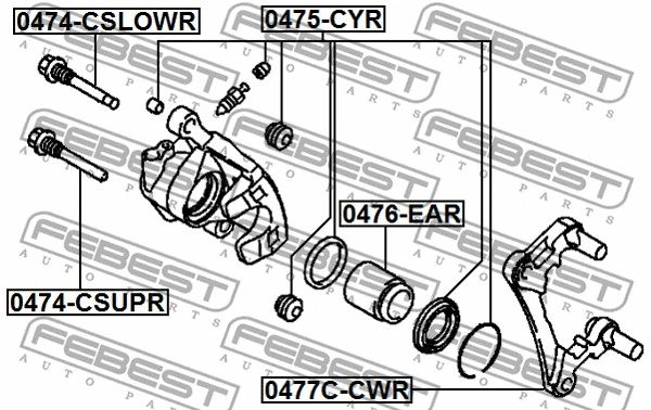 0477C-CWR FEBEST Комплект поддержки корпуса скобы тормоза (фото 2)