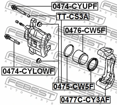 0477C-CY3AF FEBEST Комплект поддержки корпуса скобы тормоза (фото 2)