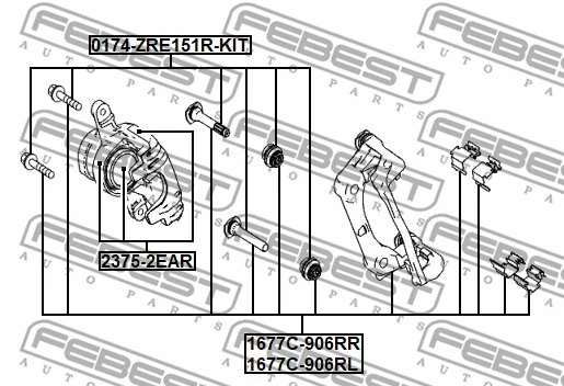 1677C-906RL FEBEST Комплект поддержки корпуса скобы тормоза (фото 2)