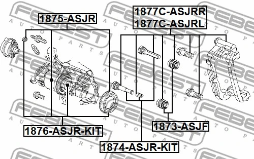 1877C-ASJRL FEBEST Комплект поддержки корпуса скобы тормоза (фото 2)