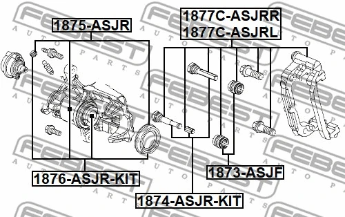 1877C-ASJRR FEBEST Комплект поддержки корпуса скобы тормоза (фото 2)