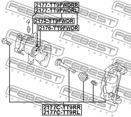 2177C-TT9RL FEBEST Комплект поддержки корпуса скобы тормоза (фото 2)