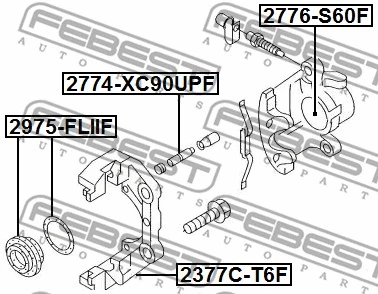 2377C-T6F FEBEST Комплект поддержки корпуса скобы тормоза (фото 2)