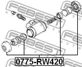 0775-RW420 FEBEST Ремкомплект, колесный тормозной цилиндр (фото 2)