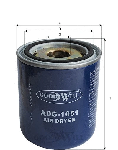 ADG 1051 GOODWILL Патрон осушителя воздуха, пневматическая система (фото 2)
