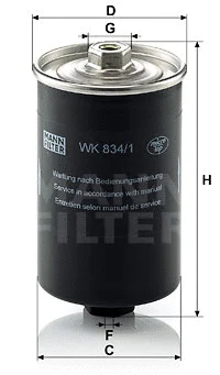 WK 834/1 MANN Топливный фильтр (фото 1)