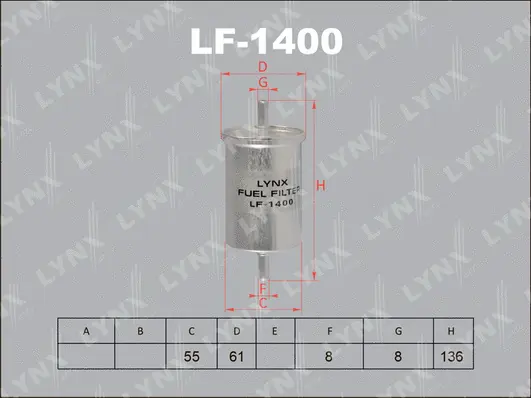 LF-1400 LYNXAUTO Топливный фильтр (фото 1)