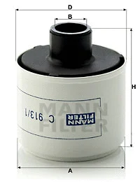 C 913/1 MANN Воздушный фильтр, компрессор - подсос воздуха (фото 1)