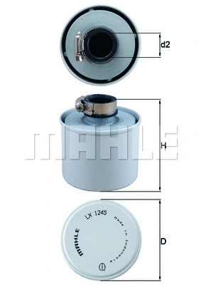 LX 1245 KNECHT/MAHLE Воздушный фильтр, компрессор - подсос воздуха (фото 1)