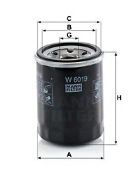 W 6019 MANN Масляный фильтр (фото 1)
