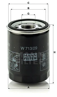 W 713/29 MANN Масляный фильтр (фото 1)