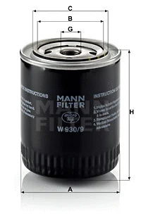 W 930/9 MANN Масляный фильтр (фото 1)