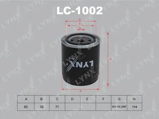 LC-1002 LYNXAUTO Масляный фильтр (фото 1)