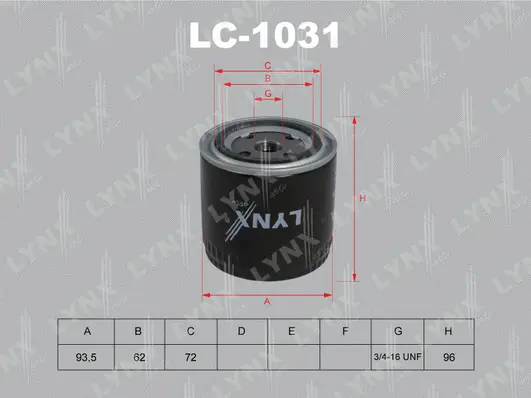 LC-1031 LYNXAUTO Масляный фильтр (фото 1)