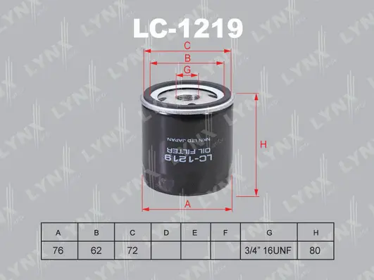 LC-1219 LYNXAUTO Масляный фильтр (фото 1)