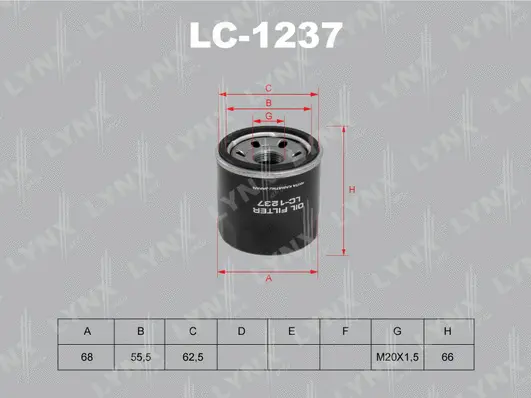 LC-1237 LYNXAUTO Масляный фильтр (фото 1)