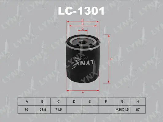 LC-1301 LYNXAUTO Масляный фильтр (фото 1)