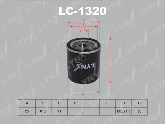 LC-1320 LYNXAUTO Масляный фильтр (фото 1)