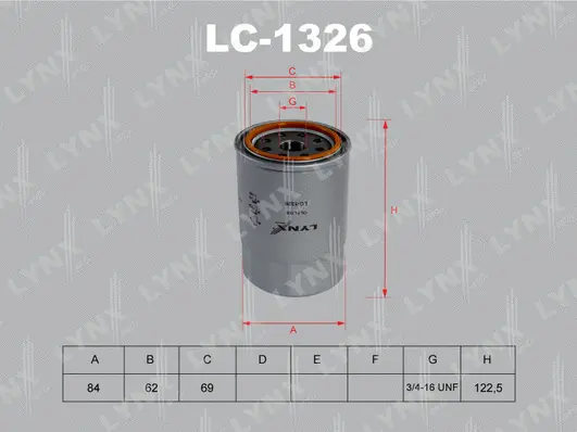 LC-1326 LYNXAUTO Масляный фильтр (фото 1)