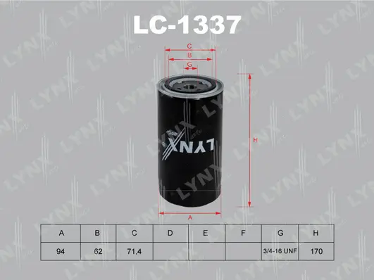 LC-1337 LYNXAUTO Масляный фильтр (фото 1)