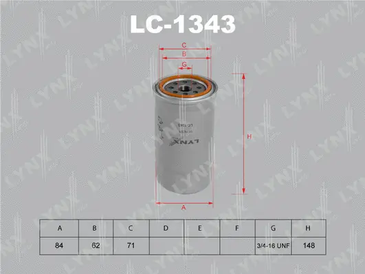 LC-1343 LYNXAUTO Масляный фильтр (фото 1)