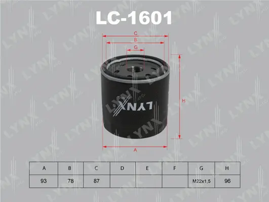LC-1601 LYNXAUTO Масляный фильтр (фото 1)