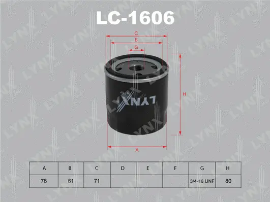 LC-1606 LYNXAUTO Масляный фильтр (фото 1)
