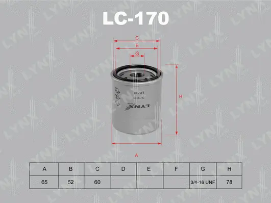 LC-170 LYNXAUTO Масляный фильтр (фото 1)
