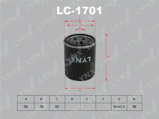 LC-1701 LYNXAUTO Масляный фильтр (фото 1)