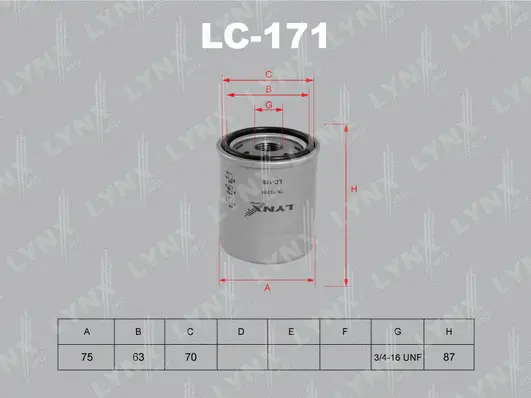 LC-171 LYNXAUTO Масляный фильтр (фото 1)