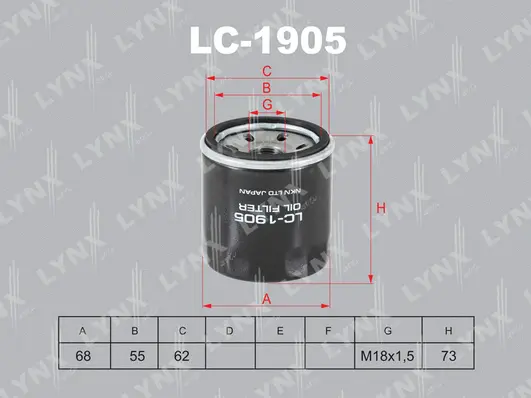 LC-1905 LYNXAUTO Масляный фильтр (фото 1)