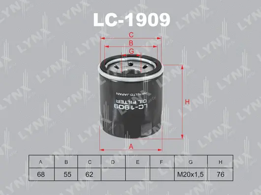 LC-1909 LYNXAUTO Масляный фильтр (фото 1)