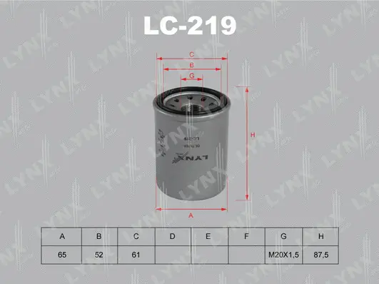LC-219 LYNXAUTO Масляный фильтр (фото 1)