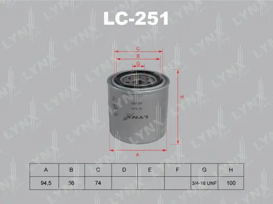 LC-251 LYNXAUTO Масляный фильтр (фото 1)