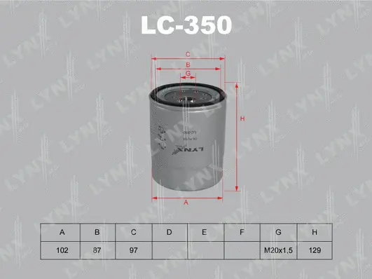 LC-350 LYNXAUTO Масляный фильтр (фото 1)