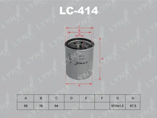 LC-414 LYNXAUTO Масляный фильтр (фото 1)