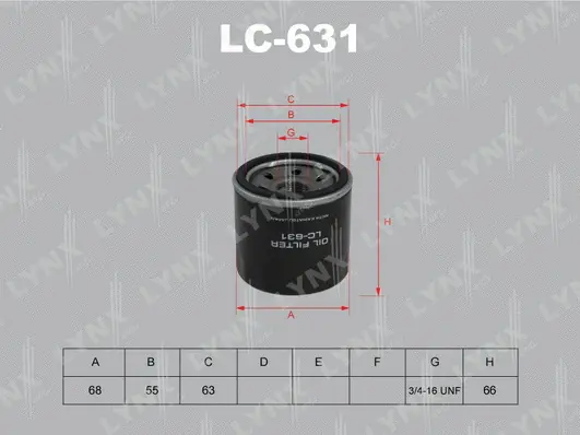 LC-631 LYNXAUTO Масляный фильтр (фото 1)