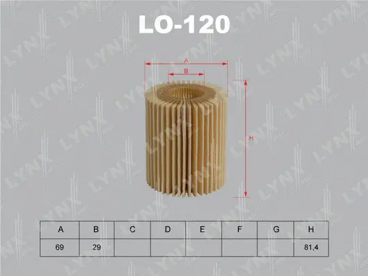 LO-120 LYNXAUTO Масляный фильтр (фото 1)