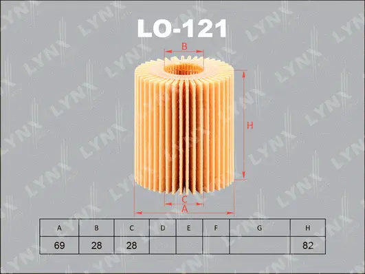 LO-121 LYNXAUTO Масляный фильтр (фото 1)